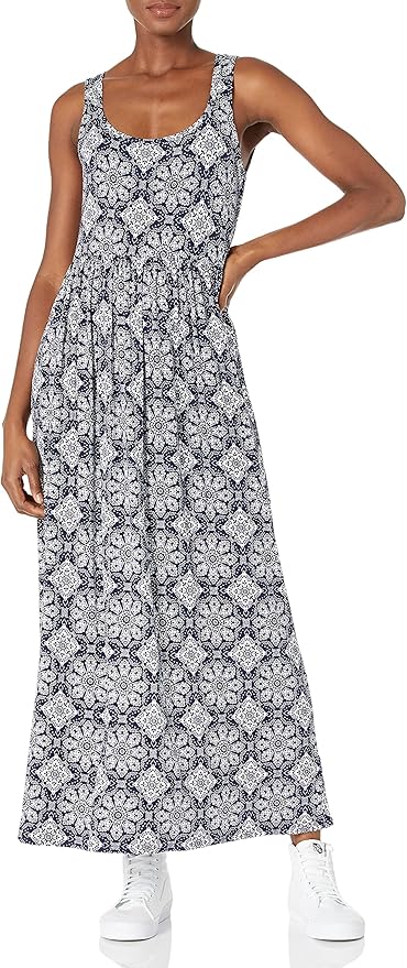 Amazon Co Jp Amazon Essentials 固定ウエストバンド ノースリーブ マキシ ワンピース レディース 服 ファッション小物