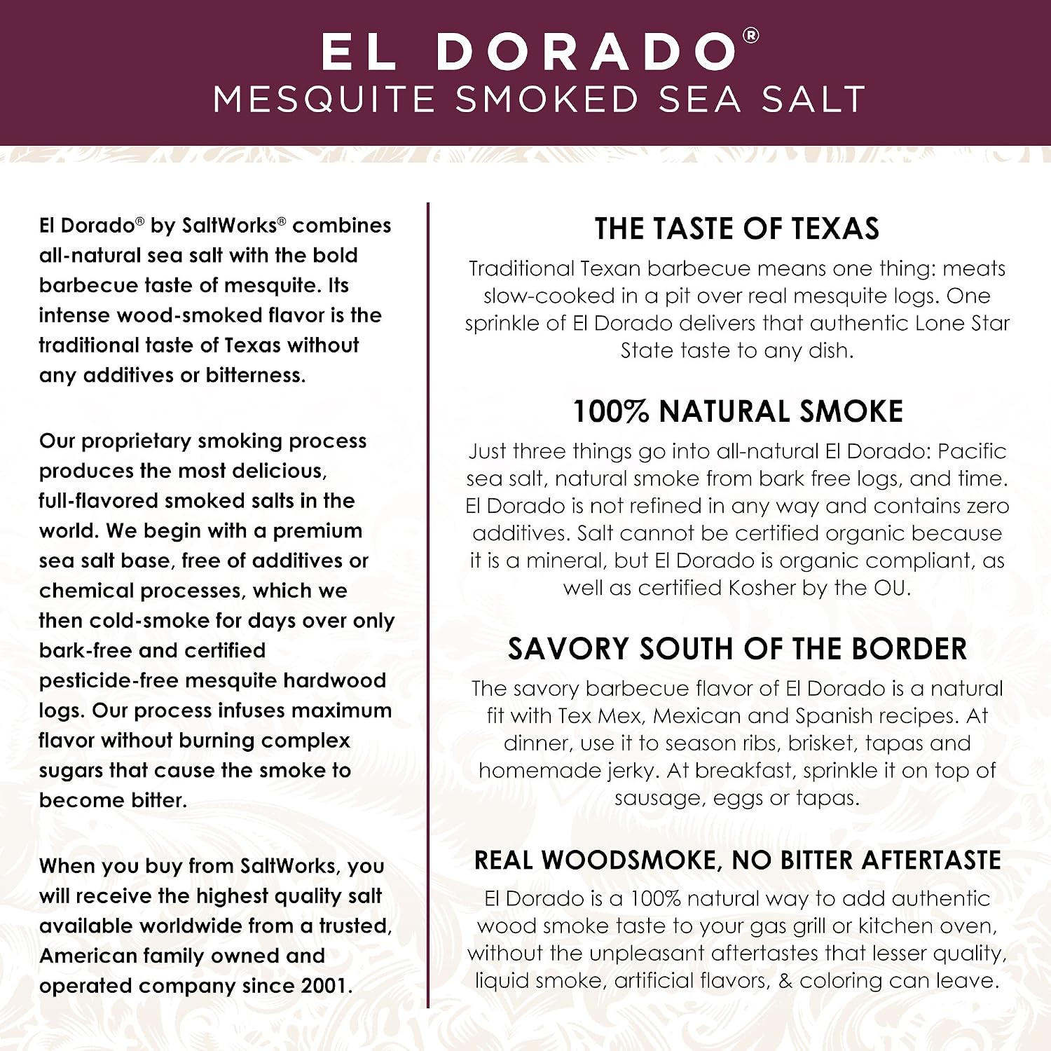 Artisan Salt Company El Dorado Mesquite Smoked Sea Salt, Zip-Top Pouch, 4 Ounce