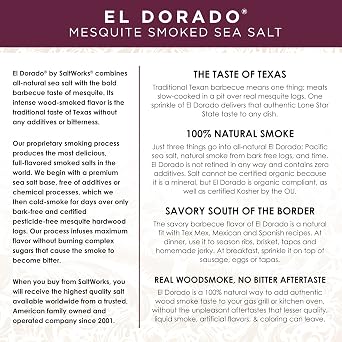 Artisan Salt Company El Dorado Mesquite Smoked Sea Salt, Zip-Top Pouch, 4 Ounce