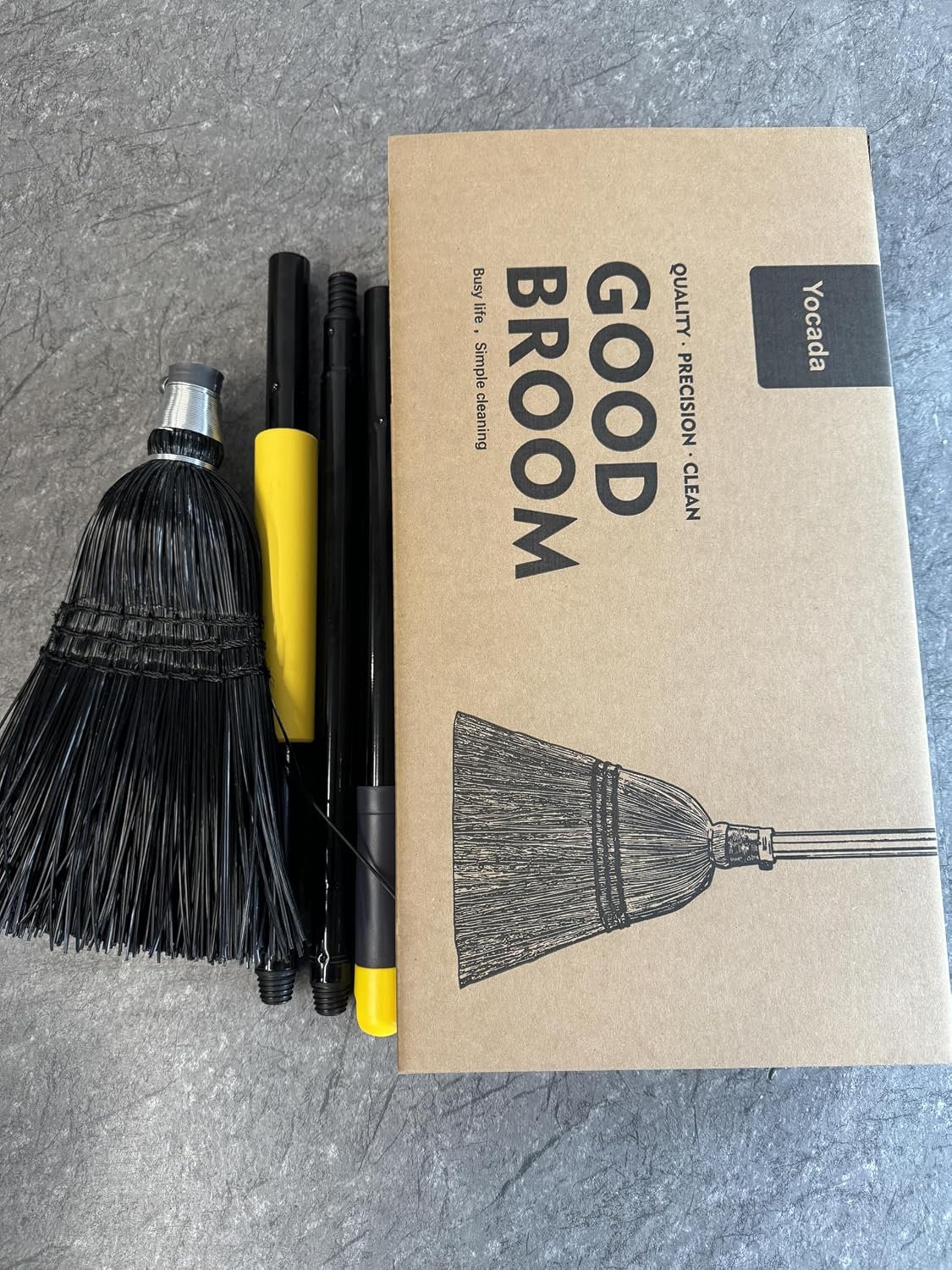 Yocada Broom Commercial Indoor Outdoor Broom 55.5 inch Tall Black