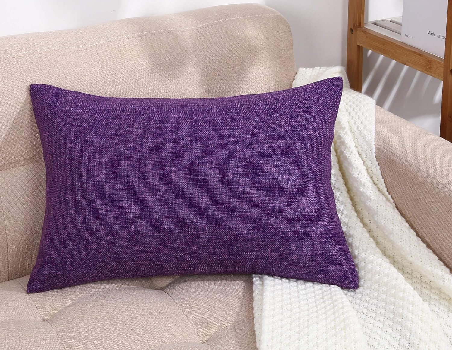 TangDepot Heavy Lined Linen Cushion Cover, Throw Pillow Cover, Square Decorative Pillow Covers, Indoor/Outdoor Pillows Shells - (20"x20", Grey Blue): Home & Kitchen