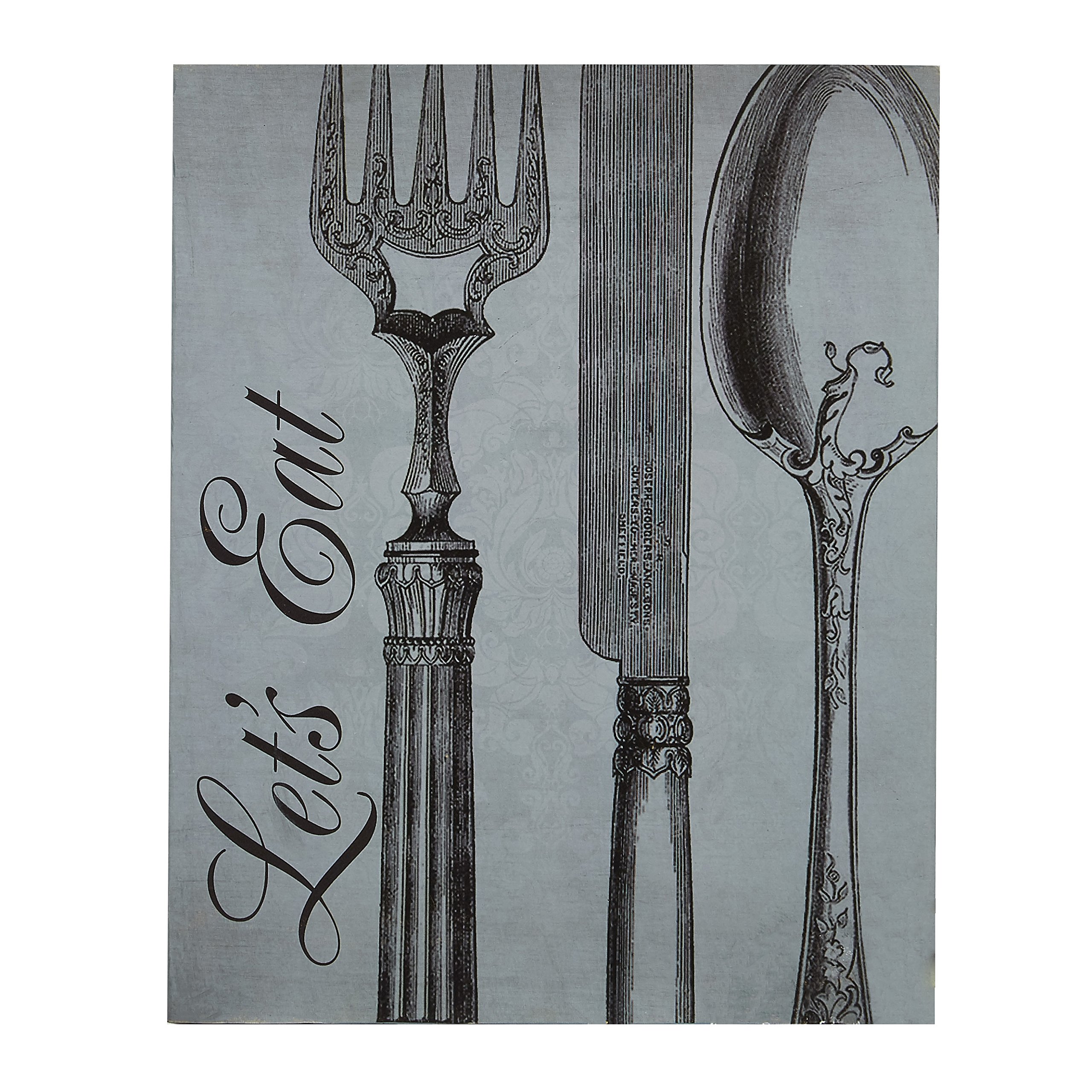 Premier Housewares Let's Eat Wall Plaque, Mdf - Blue