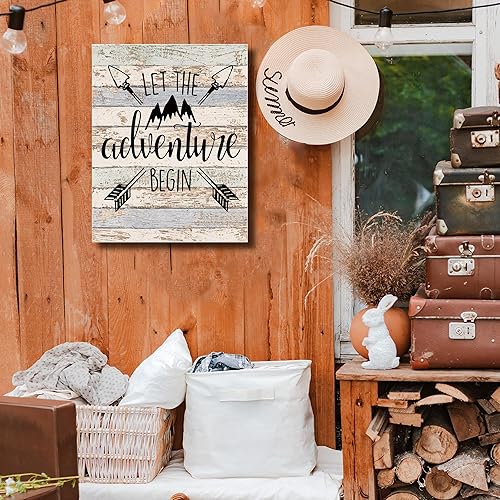 Miniatura 2 de Lienzo decorativo con texto en inglés Let The Adventure Begin, impresiones artísticas enmarcadas para decoración de cámper, sala de caravana, baño,