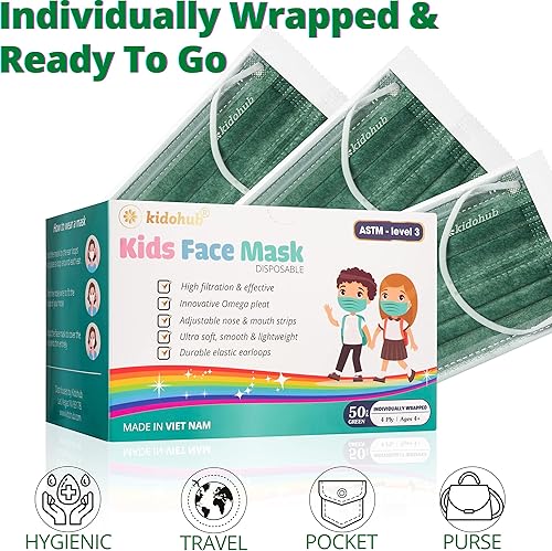 Miniatura 27 de Mascarilla médica desechable con certificación ASTM Nivel 3, 4 capas envueltas individualmente por la FDA Negro -,Verde,Rosado,Blanco,Varios