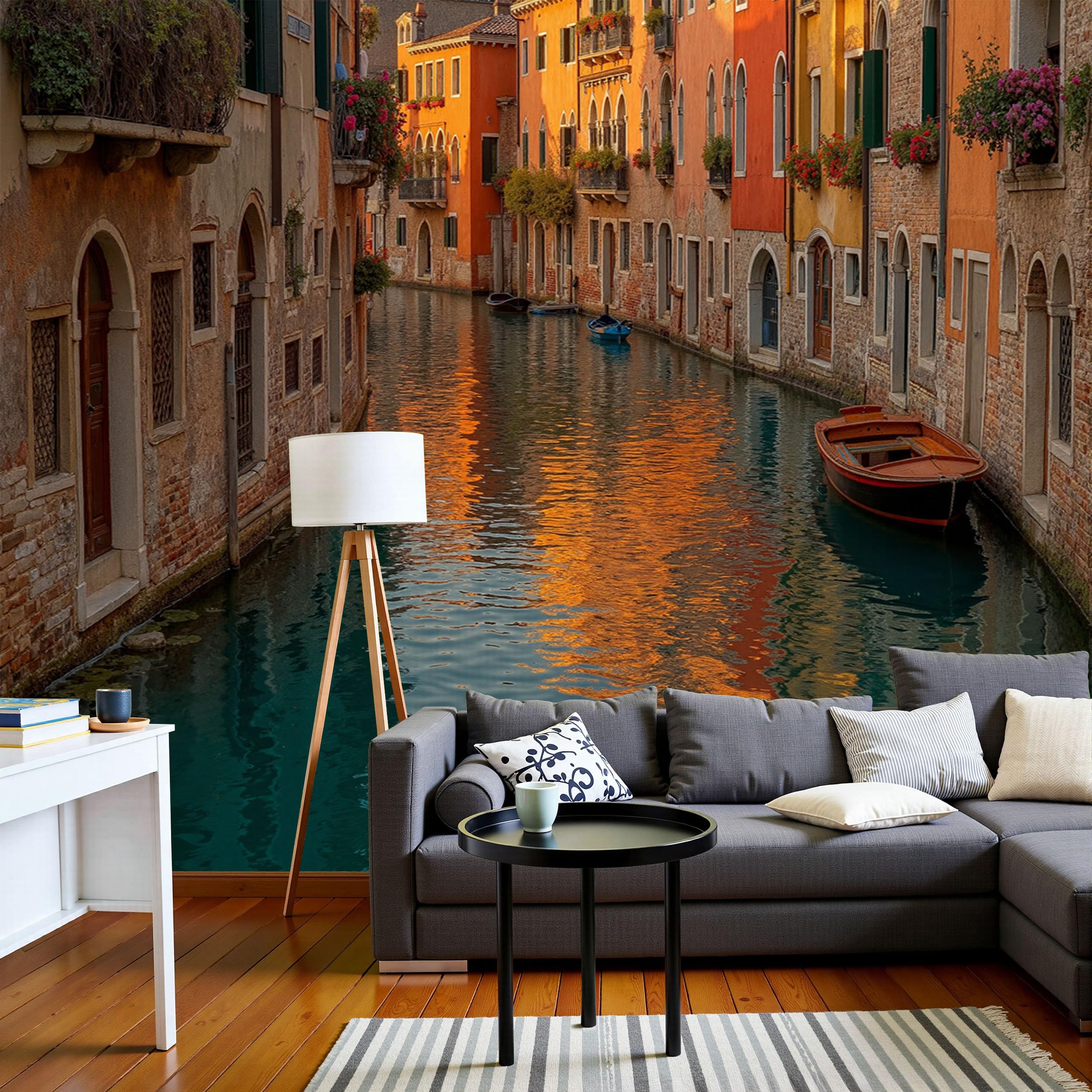 Fresque murale intissée bateaux en bois pour une chambre d'enfant rétro