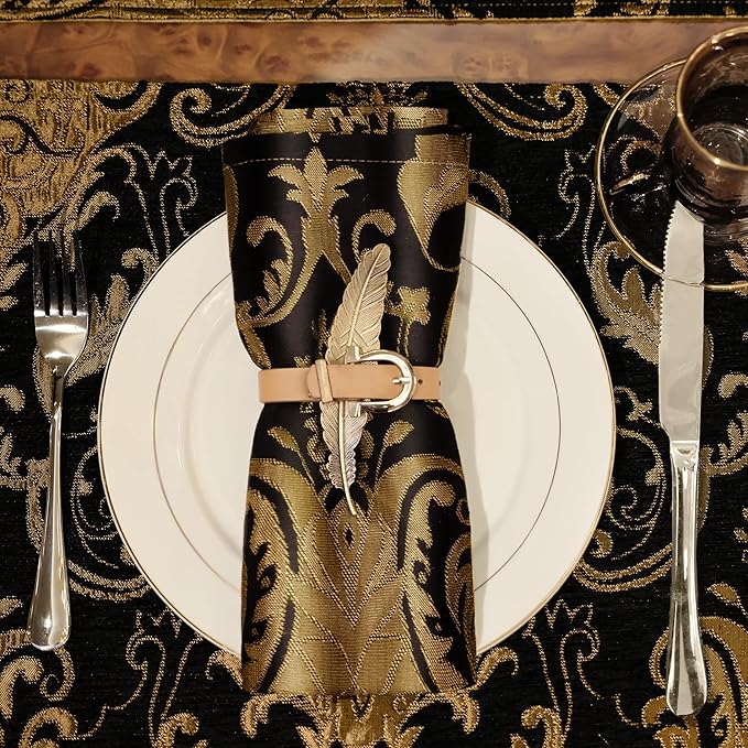 Servilletas de Tela Lujo 18x18 pulgadas, 4 Unidades Negro Jacquard miniatura 4