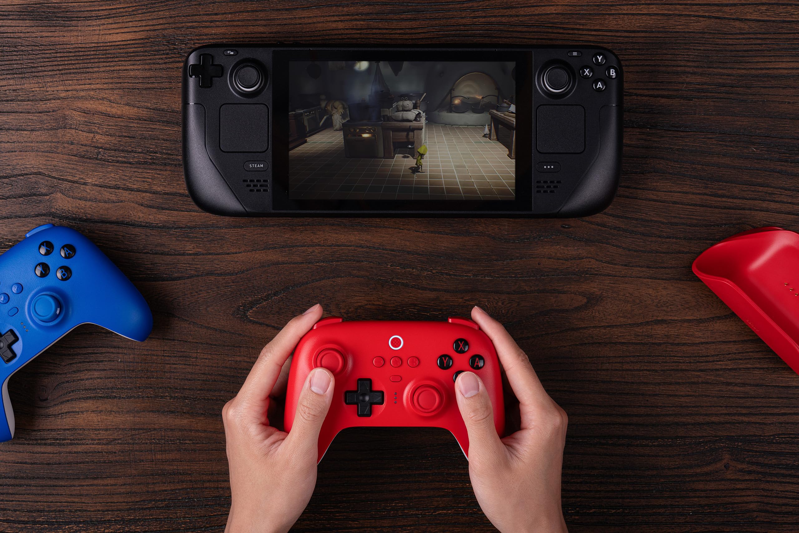 8Bitdo Ultimate Bluetooth Controller with Charging Dock, Wireless Pro Controller with Hall Effect Sensing Joystick, Compatible with Switch, Windows and Steam Deck (Red)