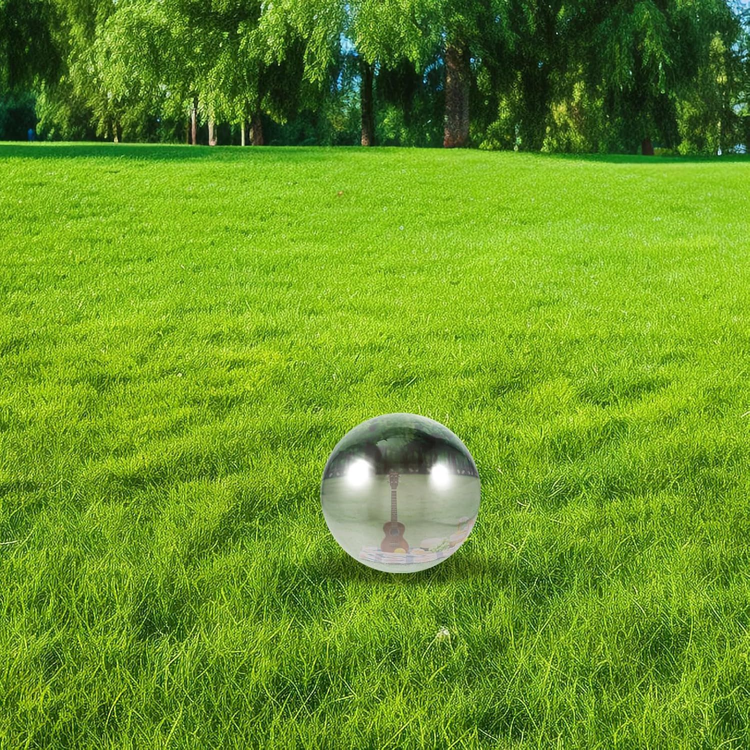 Extra Large 250mm Stainless Steel Gazing Globe Hollow Mirror Ball Reflective Polished Outdoor Garden Sphere Décor for Lawn Patio