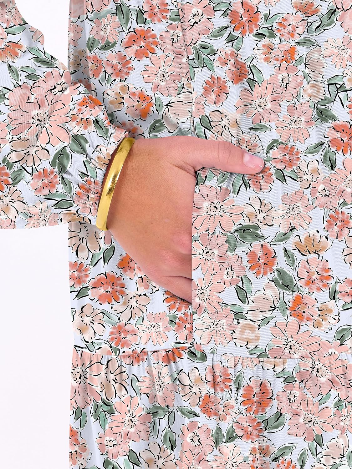 ANRABESS Womens Long Sleeve Boho Maxi Dress 2026 Fall V Neck Floral Striped Casual Loose Fit Beach Vacation Dresses - Image 6