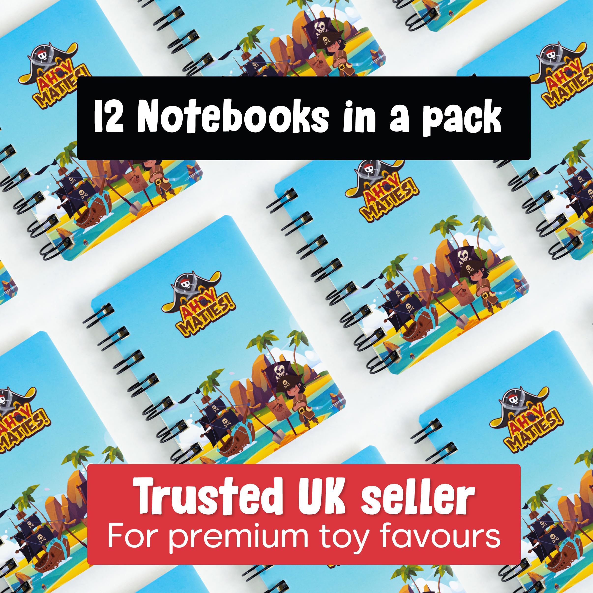 Toyseum 12 x Mini Pirate Notebooks for Kids Party Bags Small A7 Pocket Size Notebook - Image 2