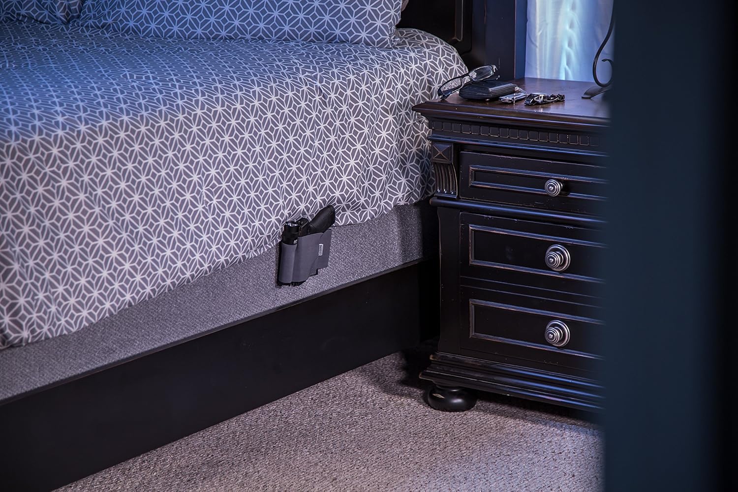 Lockdown Night Guardian Bedside Handgun Holster with Low Profile for Pistols, Revolvers, Home Security