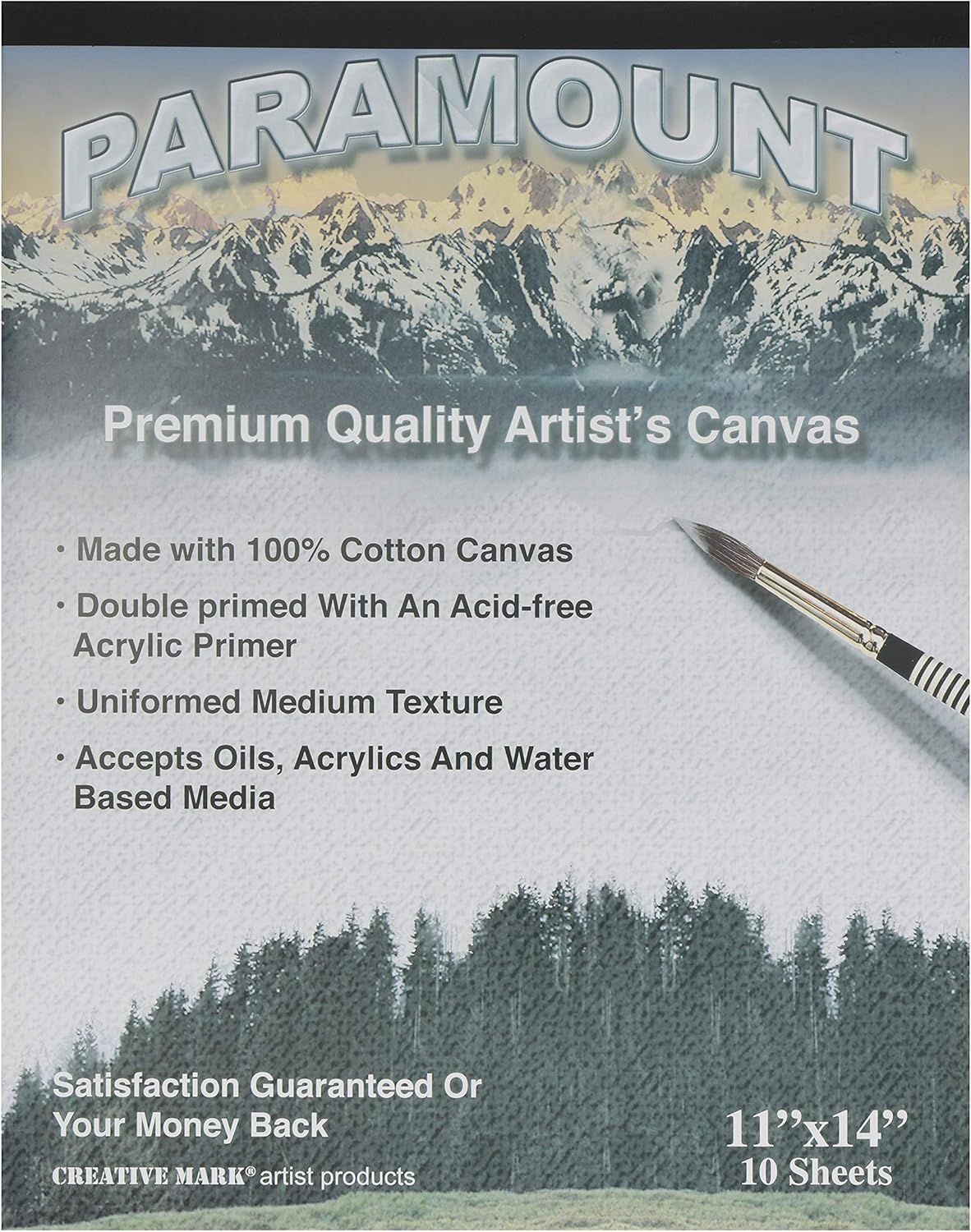 Paramount Artist Cotton Canvas Paper Pad for Painting, Single Pad with 10 Sheets, 11" x 14"