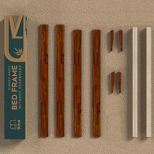 Miniatura 187 de Bme Dinkee - Base de cama de tamaño matrimonial sin cabecera, 15 pulgadas, minimalista y moderna, madera de acacia, 12 listones de madera para