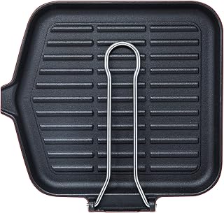 Ilsa Dietella Induction Grillpfanne aus emailliertem Gusseisen, quadratisch, 24 x 24 cm, hergestellt in Italien, Schwarz