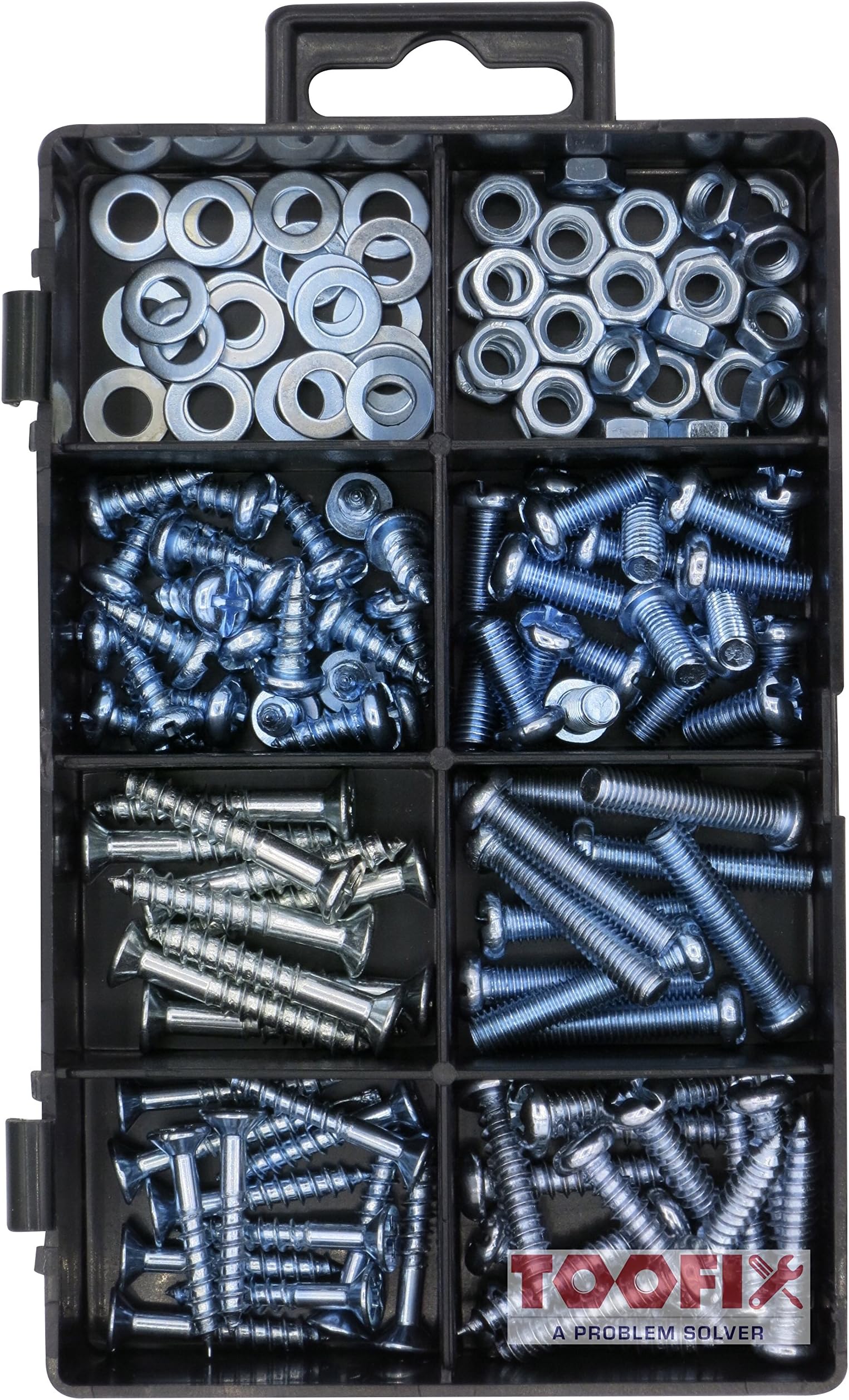 High Value Small Home Fastener Assortment Kit, Bolt, Screw Nut & Washer Assortment, 150 Pack