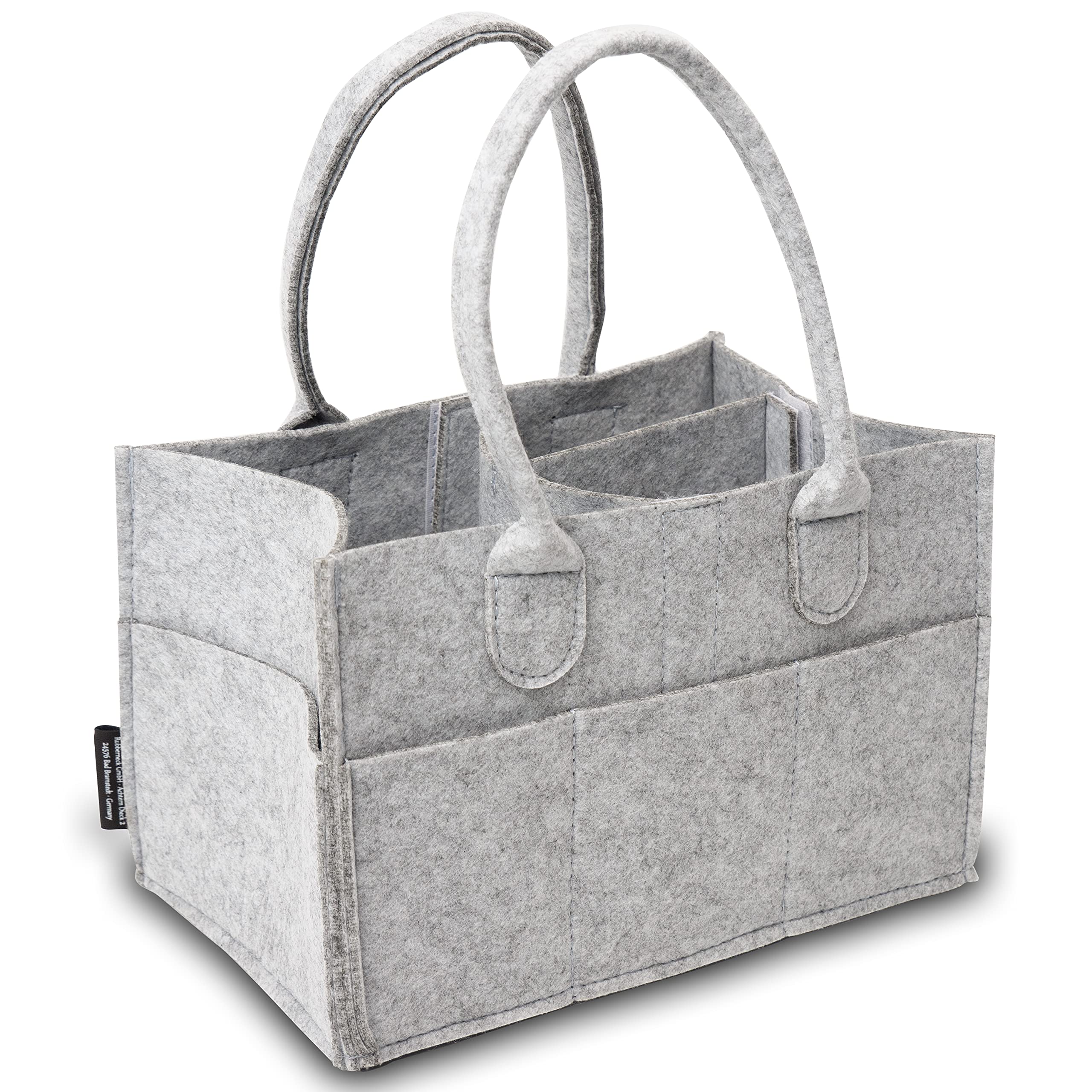 Rubberneck Baby Windel Filztasche - tragbare Wickeltasche, Allzweck Organizer aus Filz (Hellgrau, 26 x 17 x 17 cm)