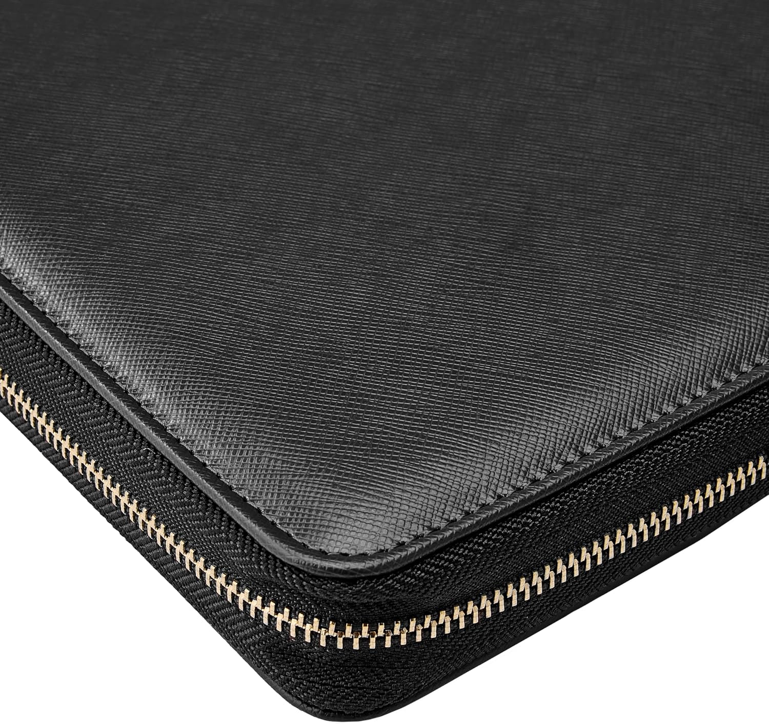 Gallaway Leather Genuine Leather Zippered Portfolio Organizer, Executive Business Binder Padfolio for Men and Women, Holder for Notebook Planner,Resume,Documents,Cards and iPad (Black)