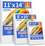 FIXSMITH Stretched Toile blanche blanche - 10x20 De pouce, 5 Pack,Primed Large Canvas,100% Coton,5/8 Profil de pouce de l'emballage de valeur supérieure pour les acryliques,huiles & Autres supports de peinture