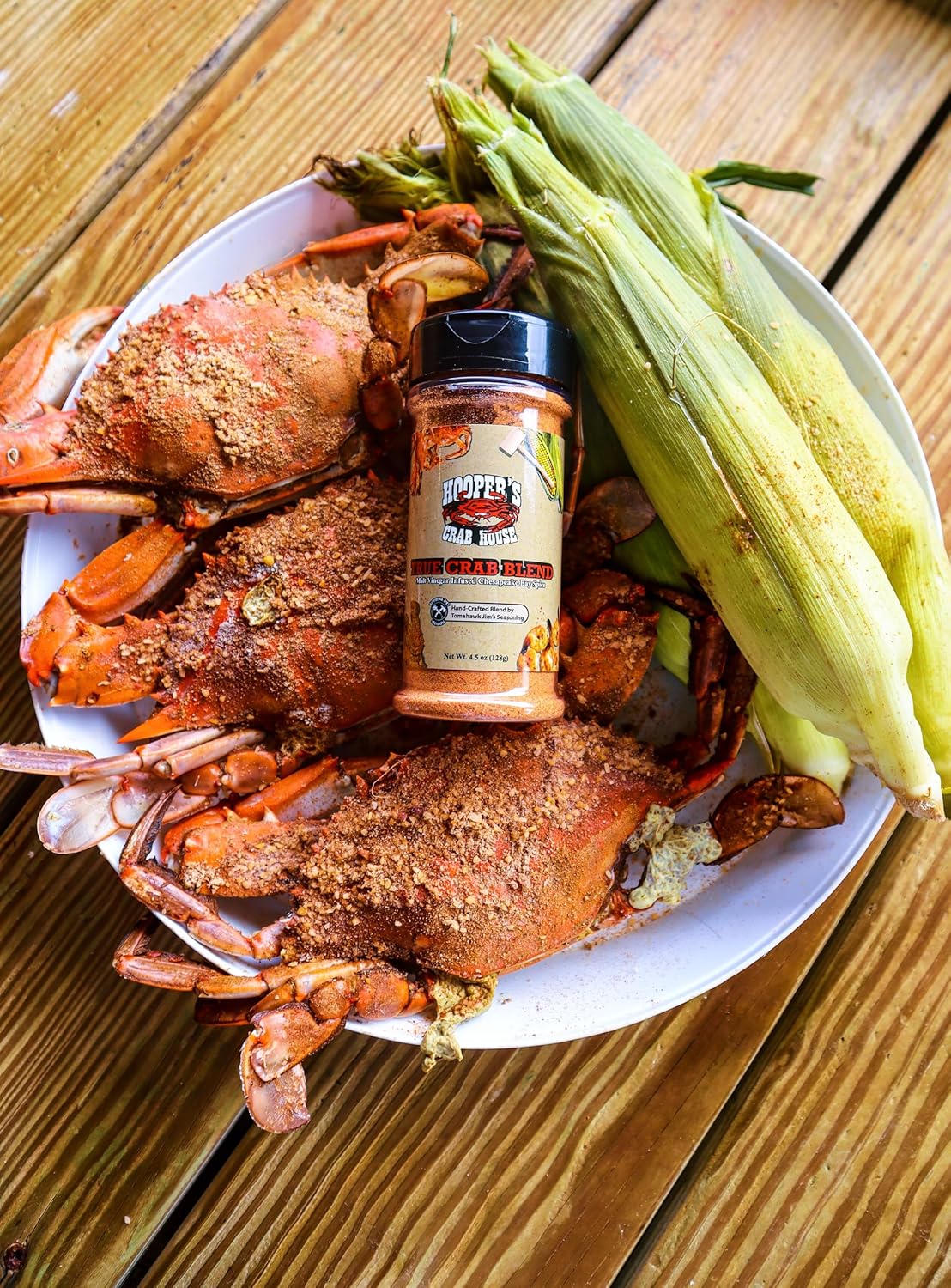 Hooper’s Crab House True Crab Blend – (Pack of 4) Malt Vinegar Infused Chesapeake Bay Spice, Hand-Crafted by Tomahawk Jim’s Seasoning – 4.5 oz (128g)