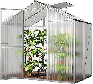 GFP Gewächshaus ECO 2 Alu-Rahmen 192x131 cm, 6 mm Doppelstegplatten formstabil & witterungsbeständig Transparent
