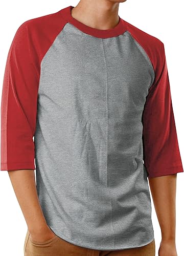 Hat and Beyond Camisetas raglán de béisbol para hombre, manga 34, informal, de algodón, S-3XL, 1KSA0001