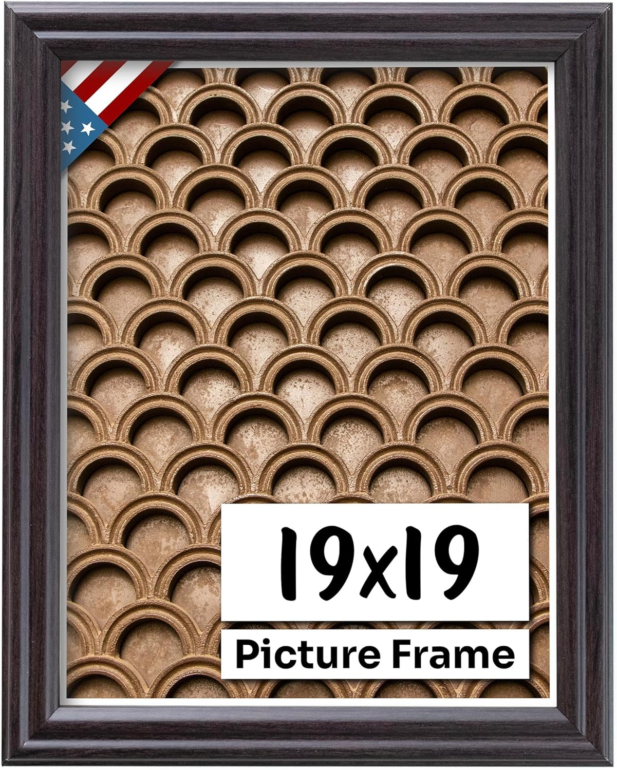 Coffee Brown 19x19 Picture Frame .75" Inch Wide - Dark Brown Wall Decor Handmade Solid Wood Frames with Preinstalled Hangers and UV Blocking Plexiglass 19x19 Frame