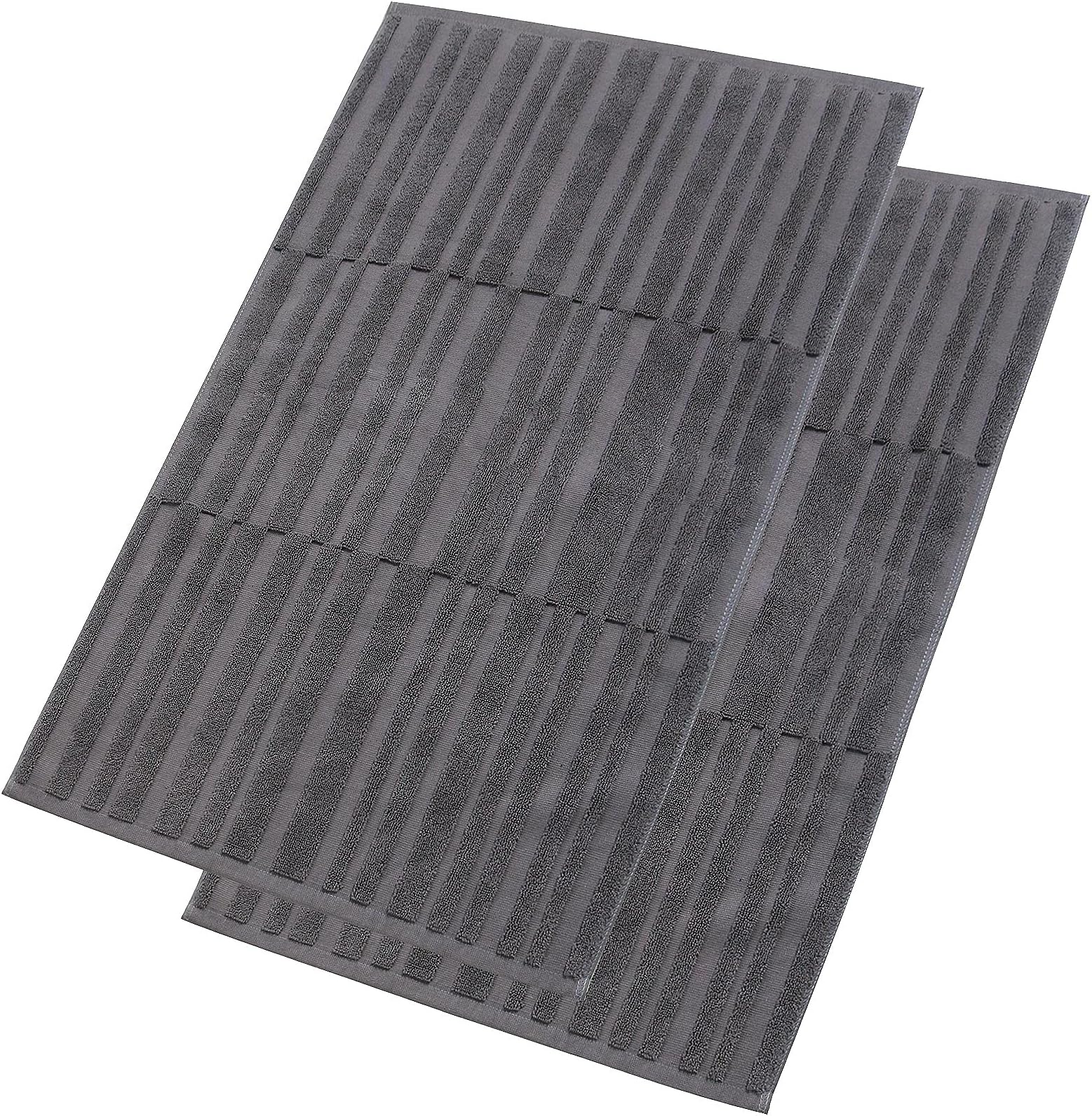 SEMAXE Bath Mat for Bathroom 2-Pack, 100% Cotton Non-Slip Mats [Not a Bathroom Rug], Super Absorbent and Soft Floor Towels, Machine Washable Shower Foot Towels, Charcoal Gray