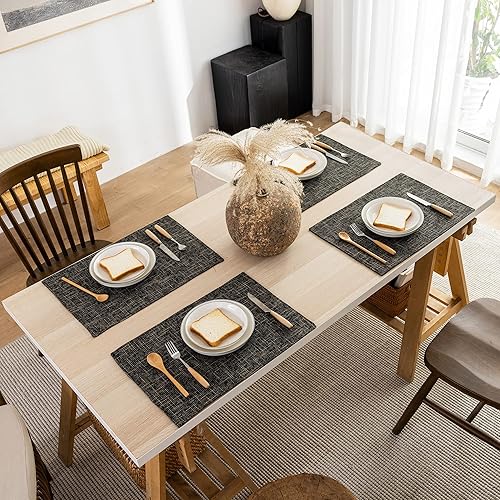 Miniatura 7 de Kevin - Juego de 4 manteles individuales de tela resistentes al calor, manteles individuales para mesa de comedor, 13 x 19 pulgadas, color negro y