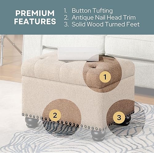 Miniatura 7 de Convenience Concepts Designs4Comfort Otomano de almacenamiento, Madera, Bronceado