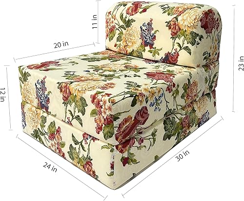 Miniatura 2 de D&D Futon Furniture Cama plegable de espuma, sofá cama portátil de estudio para invitados (rosas grandes, 70 x 24 x 6)