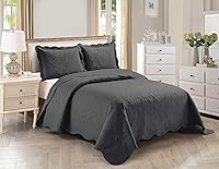 Vista 5 de Home Collection - Elegante juego de colcha en relieve, tamaño grande, color liso