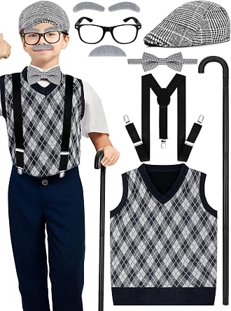 Luces 100th Days of School Costume, Boys Old Man Costume Accessories Outfit