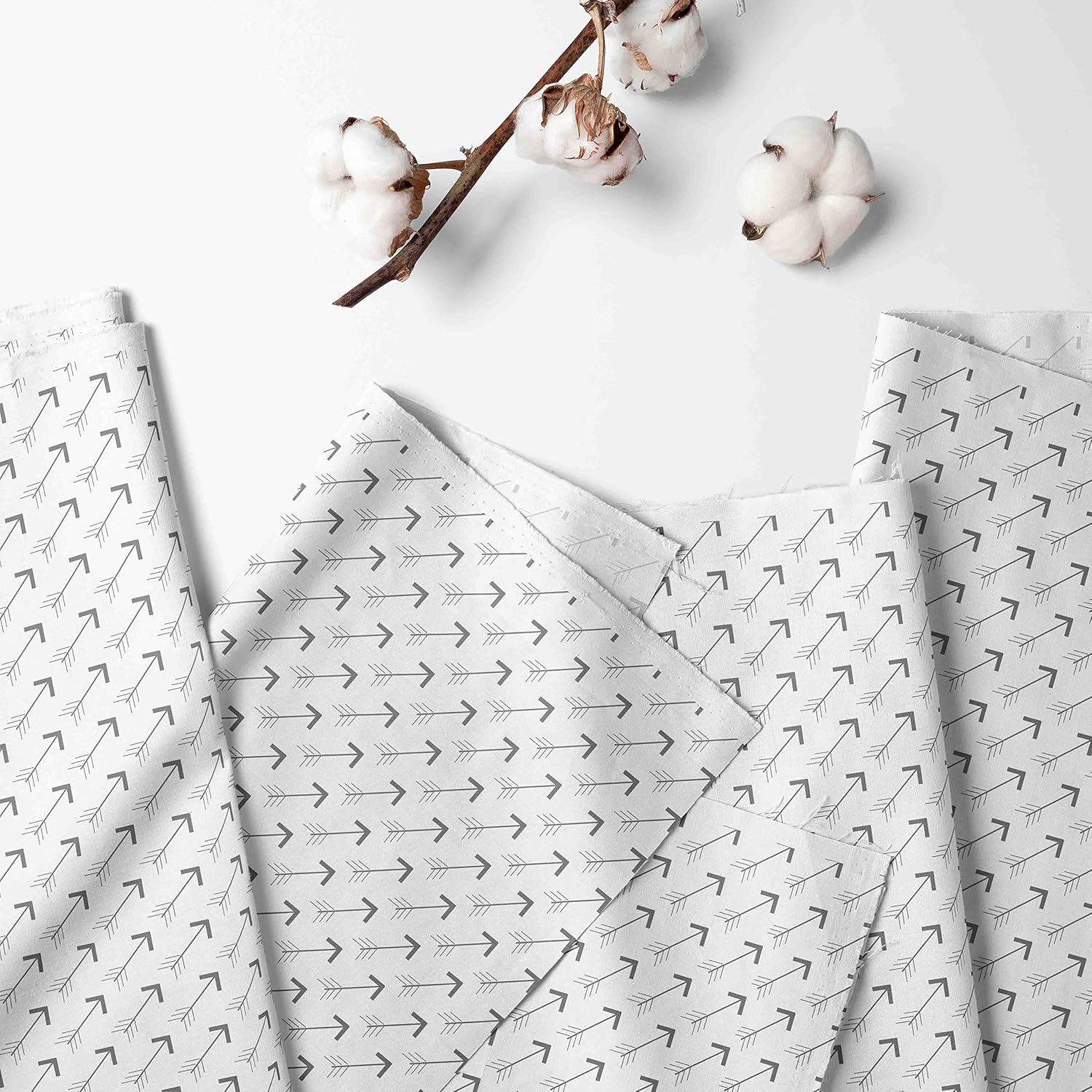 Bacati - Playful Fox Orange/Grey 2 Pack Crib Fitted Sheets (Grey on White Arrows Print)