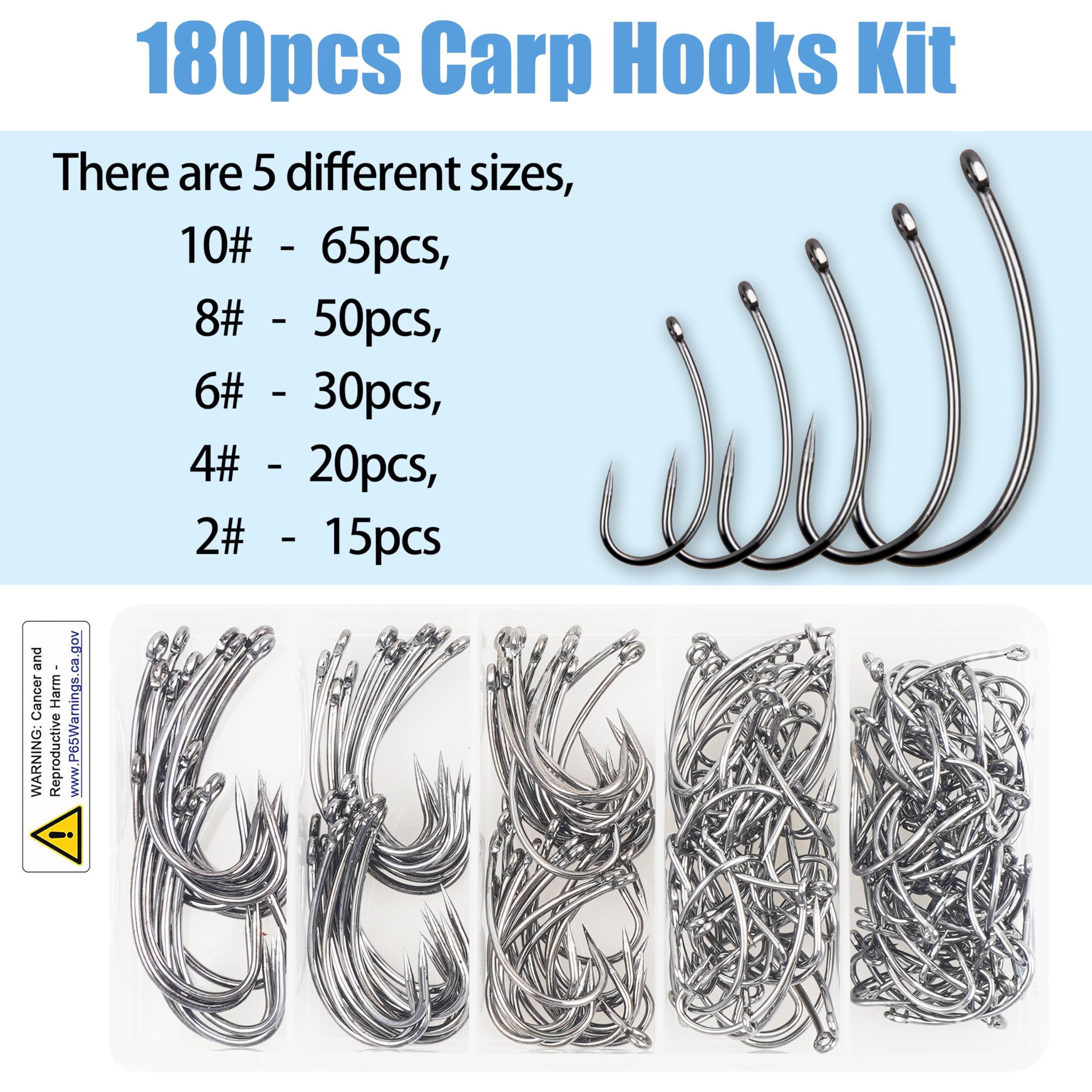 FUSIGO Barbless Fishing Hooks Kit, 180pcs Carp Fishing Hooks Small Sizes Trout Hooks Curved Shank Fly Tying Hooks Circle Hooks for Hair Rig Carp Fishing Tackle Saltwater Freshwater : Sports