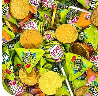 St. Patrick's Day Candy Assortment - 3 Pound Bulk Pack - Sour Lollipops, Milk Chocolate Coins & Mini Pouches of Jelly Beans for Gifting, Sharing & Party Treats
