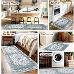 XWZO 2x3 Rug de zone pour entrée, lavable en douceur Vintage Rug Floral Petite Rug, Couverture de sol non glissant, Ultra-Thin Pile Mat de porte intérieure pour salle de bains chambre à coucher - 2'x3', bleu
