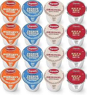 Coffee Creamer Singles Variety Pack- 100 Count - 4 Flavors Half & Half, Hazelnut, French Vanilla, Original– Non-Dairy Creamers for Coffee, Tea, Office, Home, Bar & Gifting