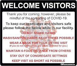 Visitor Policy and Procedures - Durable Vinyl Banner- 36x24” Sign by Graphical Warehouse- Safety and Security Signage, Visual Communication Tool