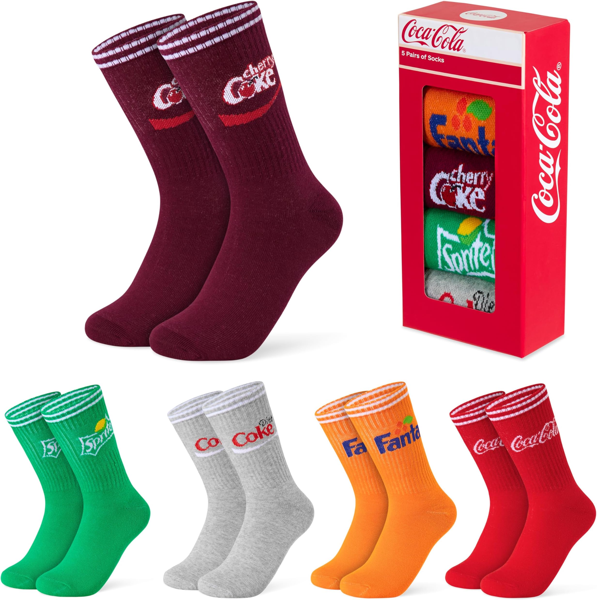 Socks Women Teenagers Funny Socks Diet Coke Fanta Sprite Soft Breathable Calf Length for Leisure Sports Work Gym Gifts for Women