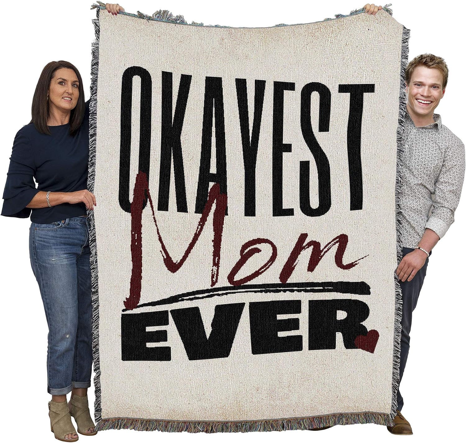 Pure Country Weavers Okayest Mom Ever Blanket - Gift Tapestry Throw Woven from Cotton - Made in the USA (72x54)