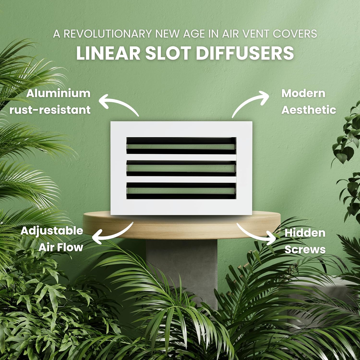 Modern Air Vent Cover 10x6 (Duct Opening) – Slim Design Aluminum Linear Slot Diffuser, Adjustable Airflow, Decorative HVAC Register for Wall & Ceiling