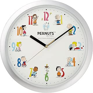 SNOOPY (スヌーピー) 掛け時計 キャラクター アナログ 銀色 リズム時計 4KG712MA19