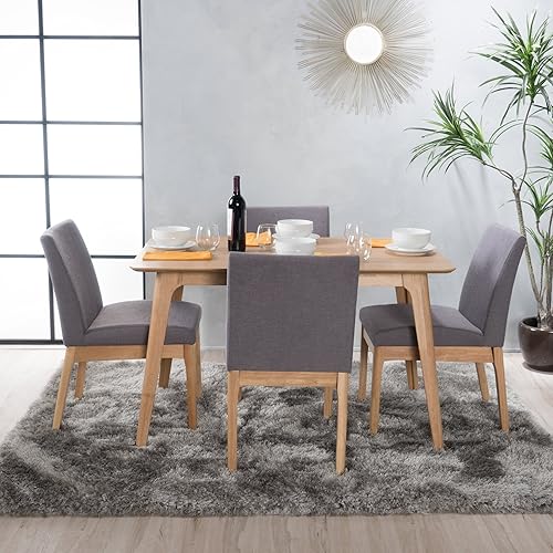Kwame 50" Rectangular Dining Set, 5-Pcs Set, Natural Oak /