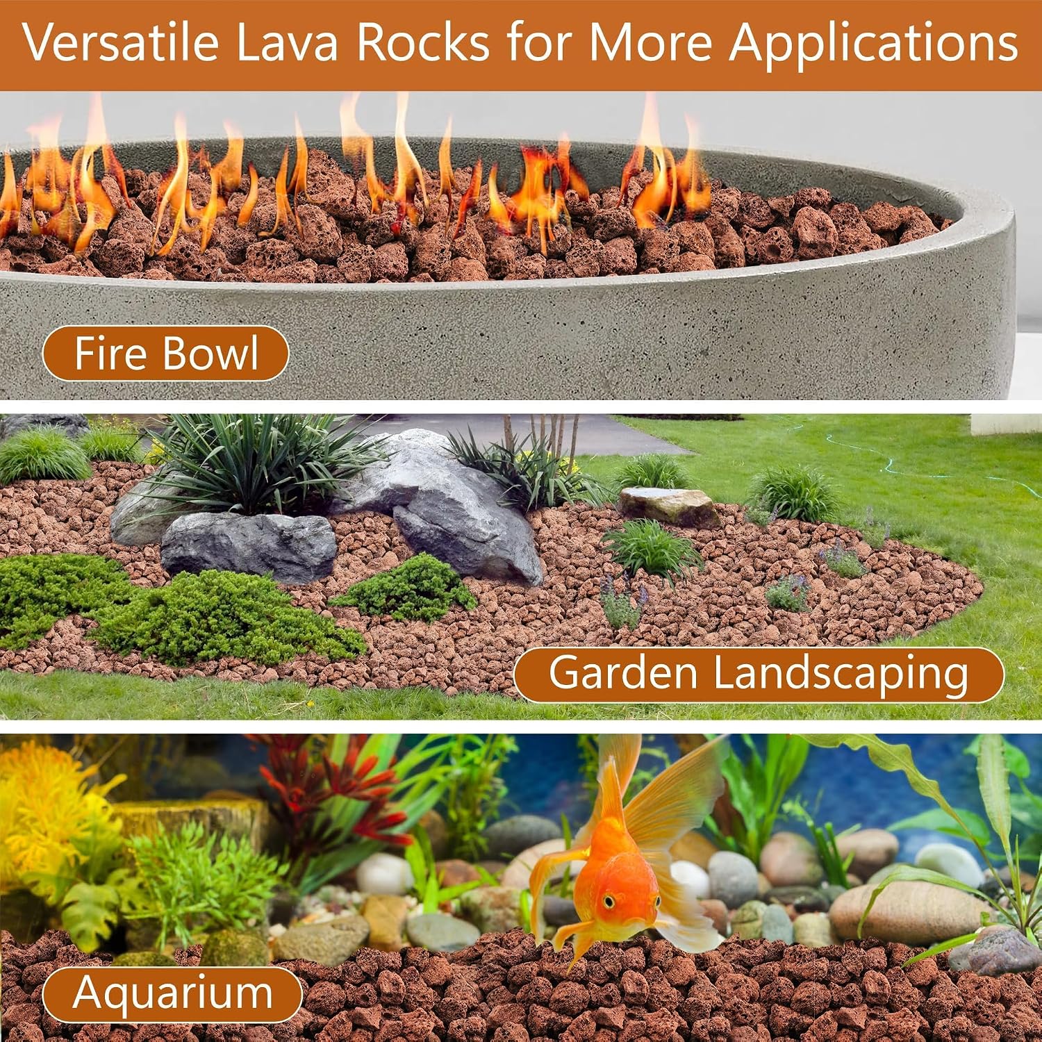 NUPICK 20lb Red Lava Rocks for Fire Pit, 0.5"-1.5" Volcanic Rock for Fireplace Indoor Outdoor, Lava Stone for Natural Gas & Propane Systems, Fire Glass Base Layer, Fire Bowls, Landscaping, Plants