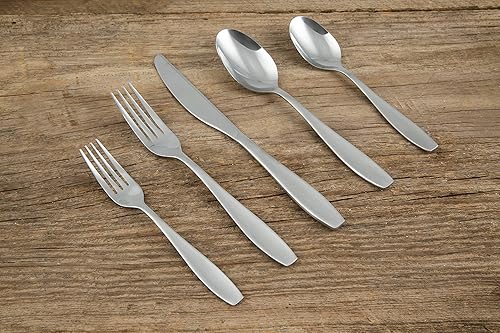 Miniatura 8 de Cambridge 345320CBW12R Tyrus Satin Mirror - Juego de cubiertos de 20 piezas, servicio para 4, plateado