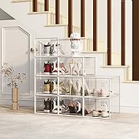 Vista 6 de SEE SPRING - Caja de almacenamiento para zapatos de tamaño 13, apilable, de plástico, ahorra de espacio, contenedores para entrada, debajo