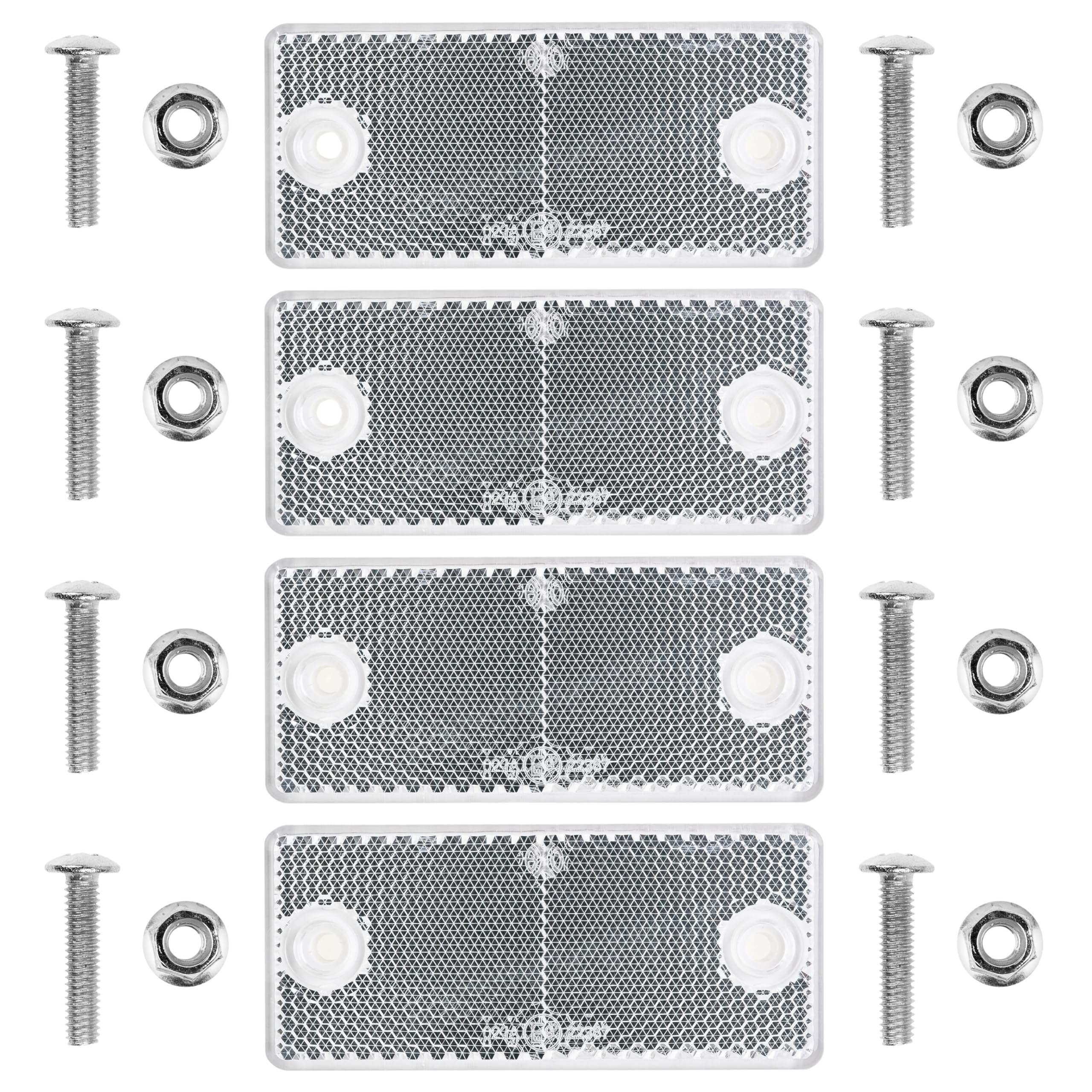 10 Réflecteurs Rectangulaires à Vis Blancs - Homologation E11 Pour Remorque, Camion, Moto, Bateau - Sécurité Routière