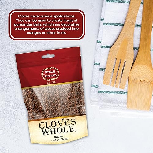 Miniatura 7 de Bolsa de clavos enteros de 3.5 onzas, ideal para alimentos, té, bolas de pomandro e incluso popurrí - por Spicy World