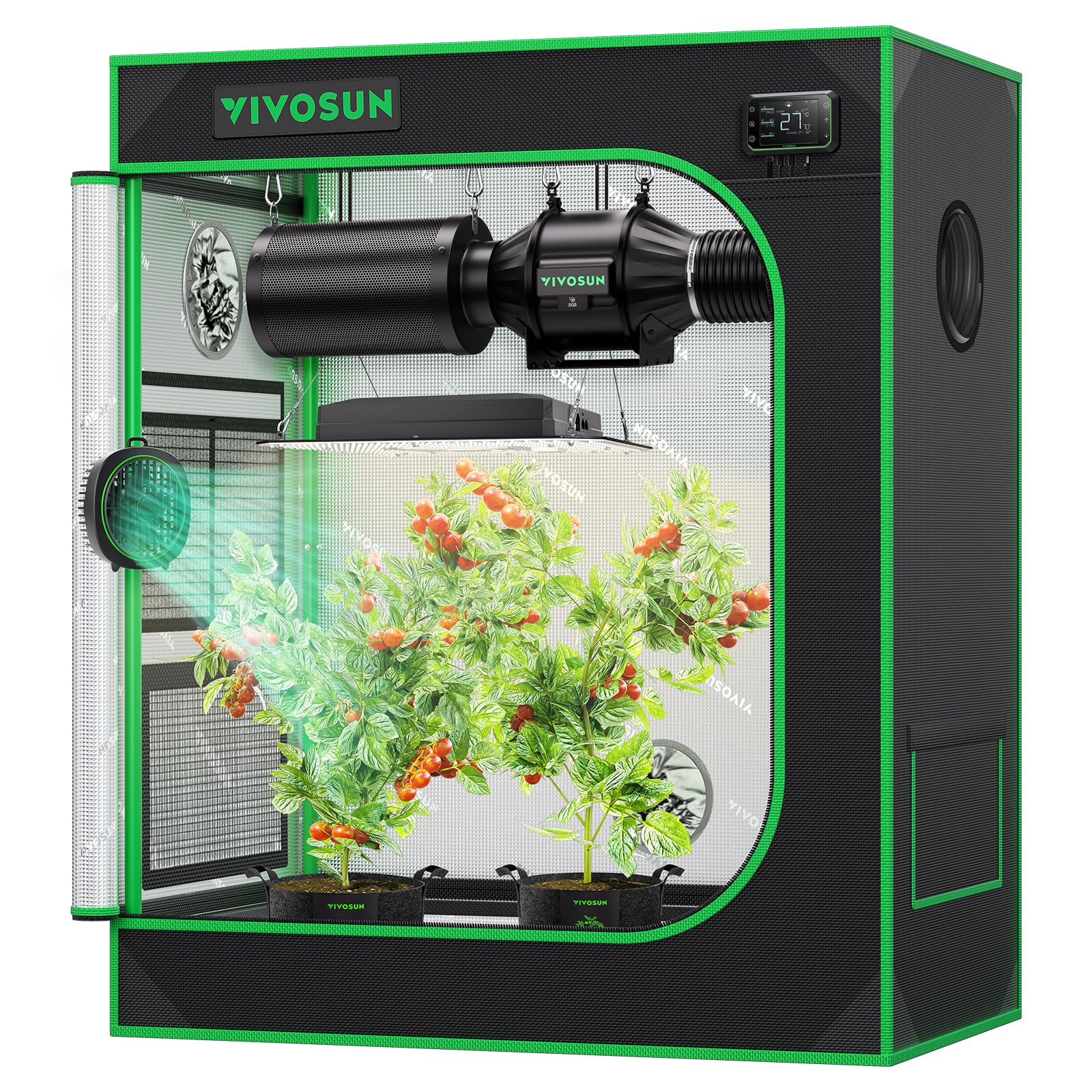 VIVOSUN Growzelt 75x45x90cm Grow Tent aus hochreflektierendes Mylar mit Sichtfenster und Bodenwanne für Hydroponik und Indoor-Anbau S3018 Grow Zelt passend für VS1000