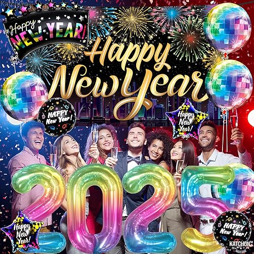 Miniatura 8 de Feliz año nuevo 2026 con juego de globos de discoteca